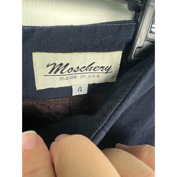 Vintage Moschery Womens Pure Wool Navy Shorts High Waist Size 4 Preppy - Picture 2 of 7